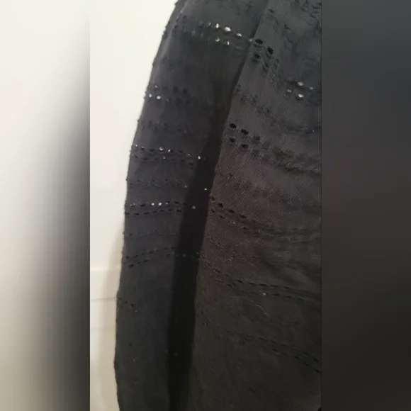 Samsoe Samsoe Black Cotton Puff Sleeve Top w/Smocking | Size Large - Picture 2 of 8